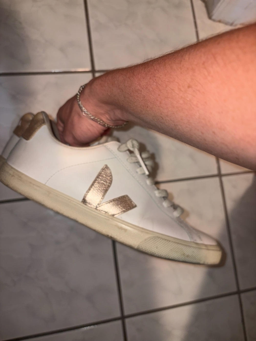 Veja Women’s White Leather Sneakers with Cream Laces